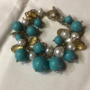 Bracelet / costume jewelry / blue/green and white